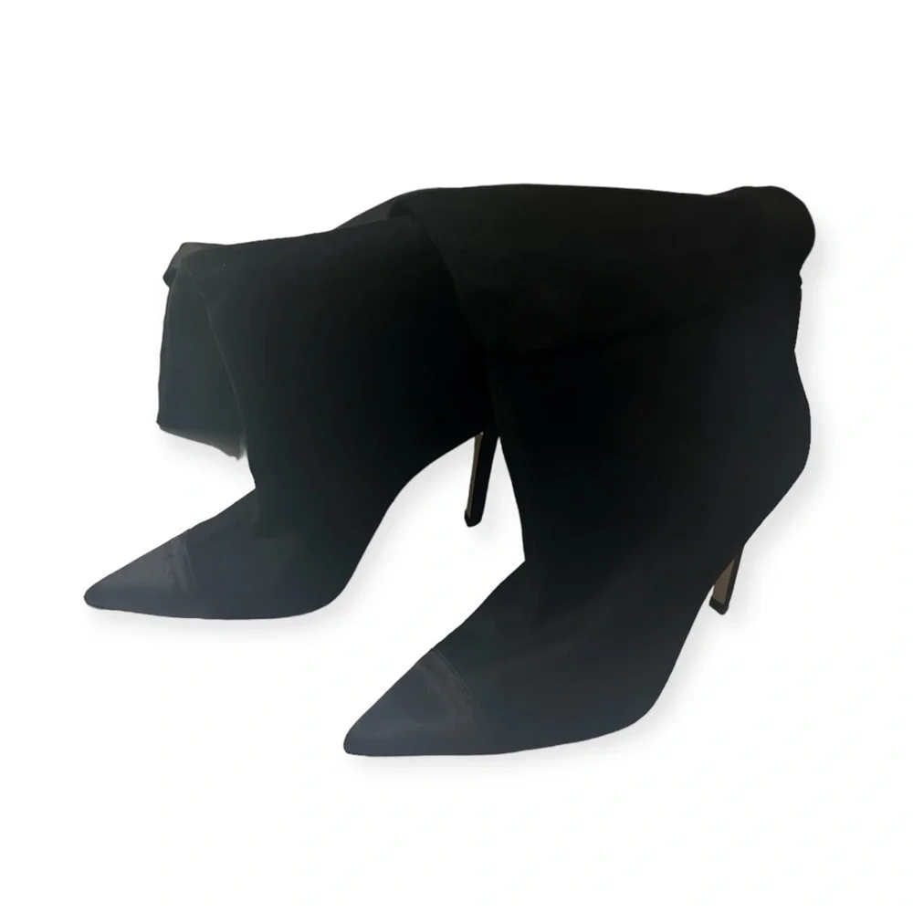 Good American Black Suede Thigh High Boots